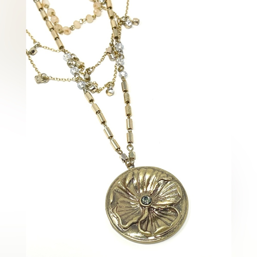 New Free People Layered Charm Necklace Gold